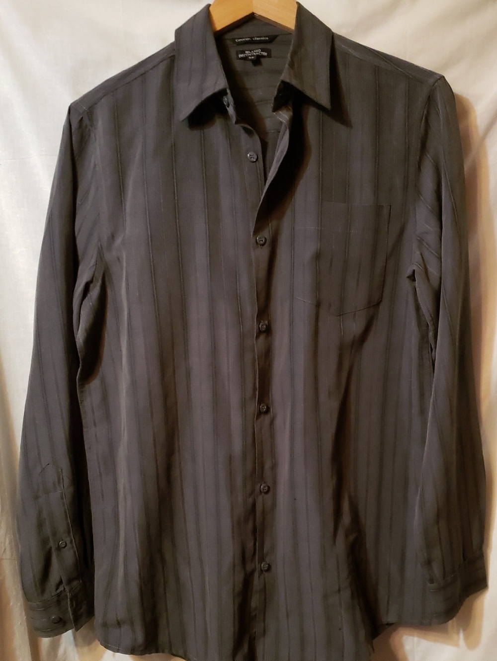 George Men's Dark Gray Vertical-Stripe Dress Shirt